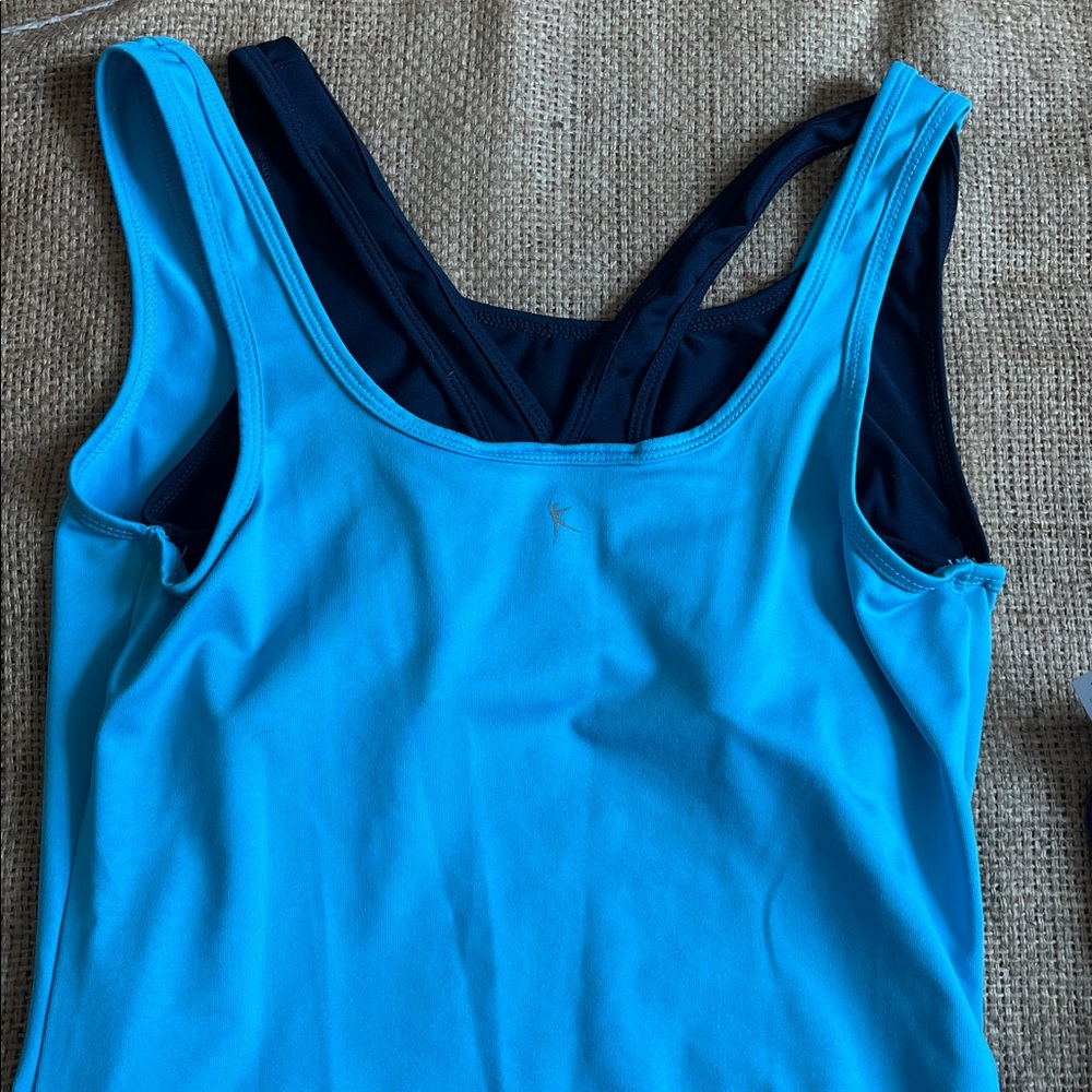Turquoise Floral Athletic yoga Tank and Royal Blue Top set of 2 long sleeve/tank - Picture 7 of 7